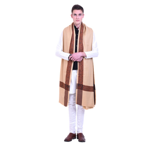 Men's Pure Wool Border Shawl